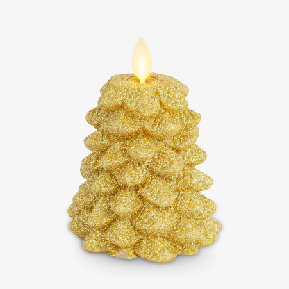 Rich Gold Glitter Flameless Candle North Tree