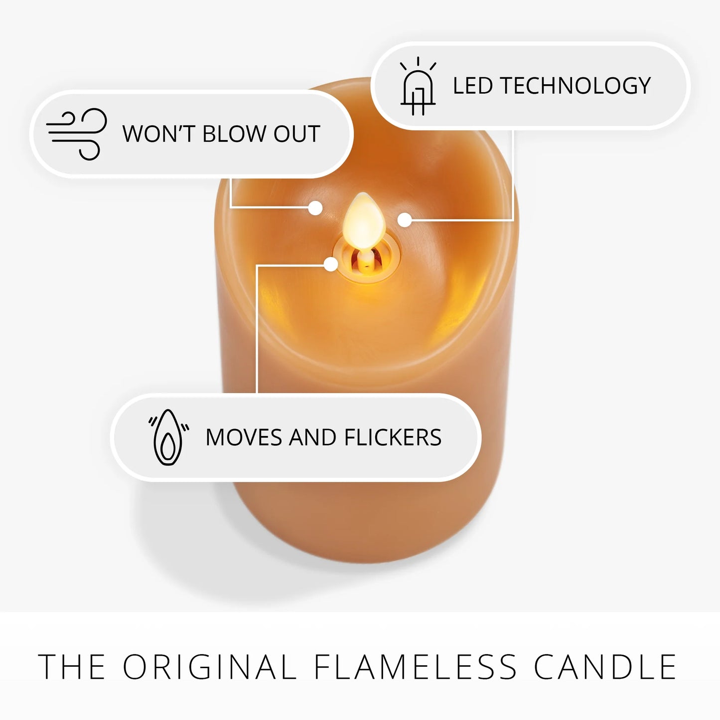 Sunlit Honey Scallop Flameless Candle Pillar