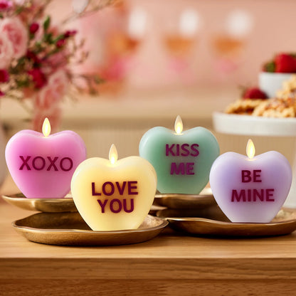 Gentle Lavender Flameless Candle Candy Heart "BE MINE"