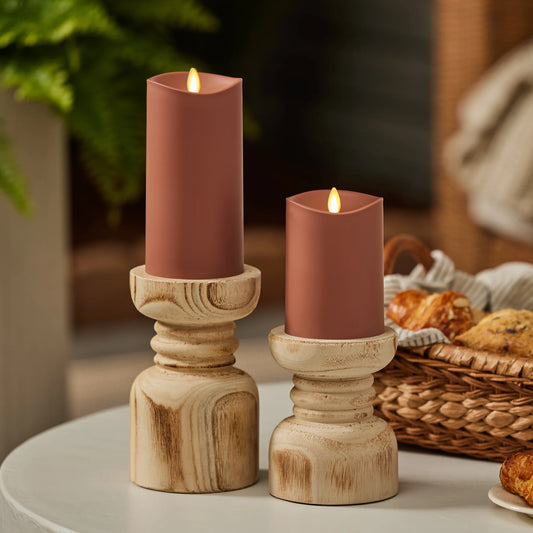 Baked Clay Outdoor Flameless Candle Pillar
