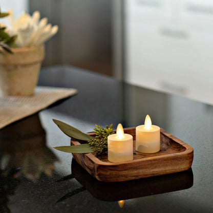 Pearl Ivory Flameless Candle Tealights - Flat Top - Set of 2