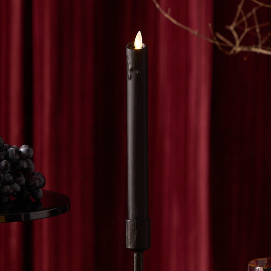 Black Wax Drip Flameless Candle Taper
