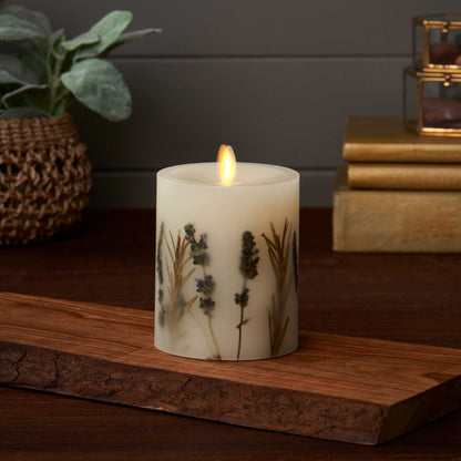 Flameless Embedded Lavender & Rosemary Candle Pillar - Recessed Top