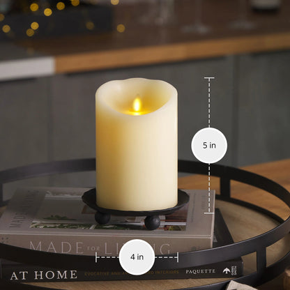 Ivory Flameless Candle Pillar -Scallop Top - 4" Width