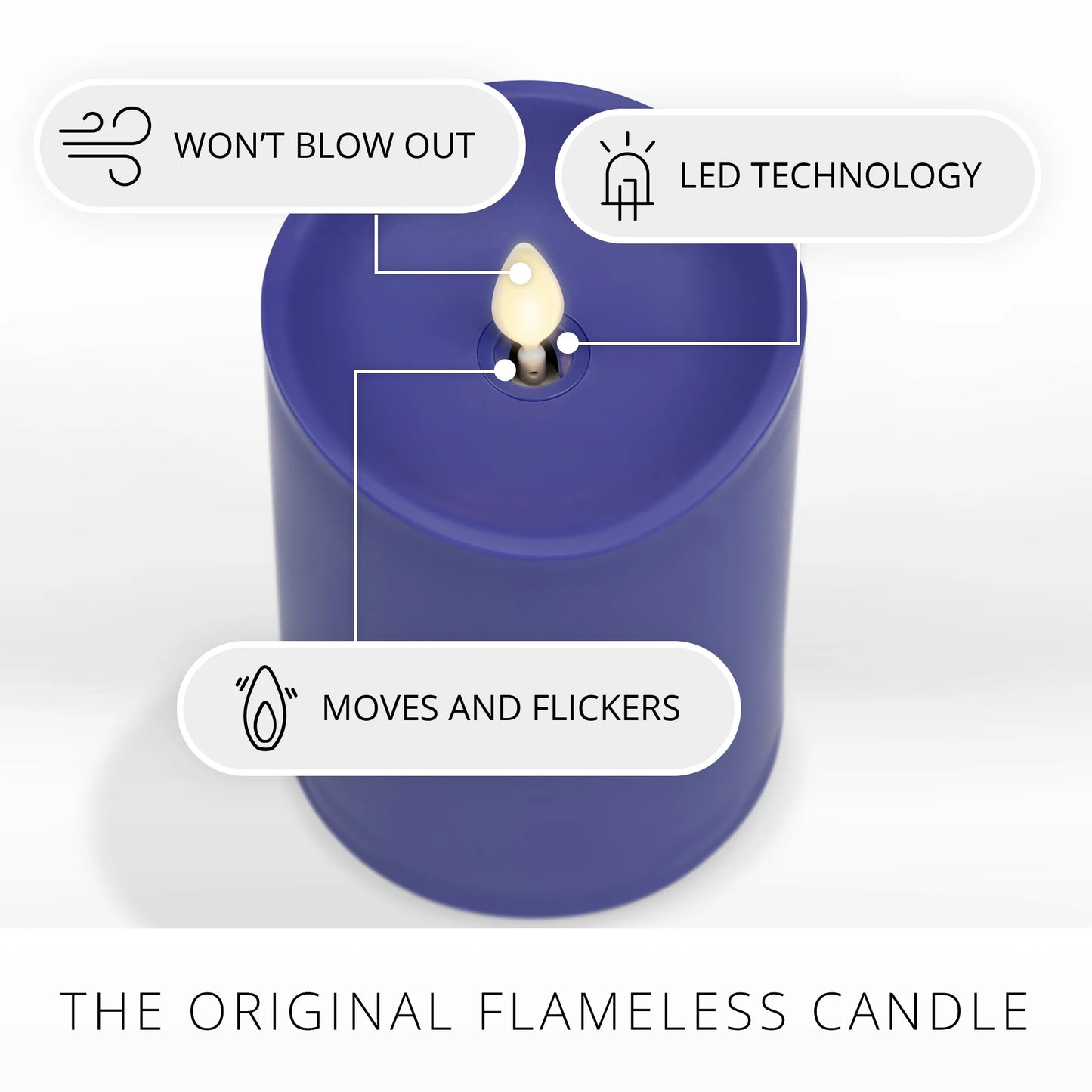 Vivid Ultramarine Outdoor Flameless Candle Pillar