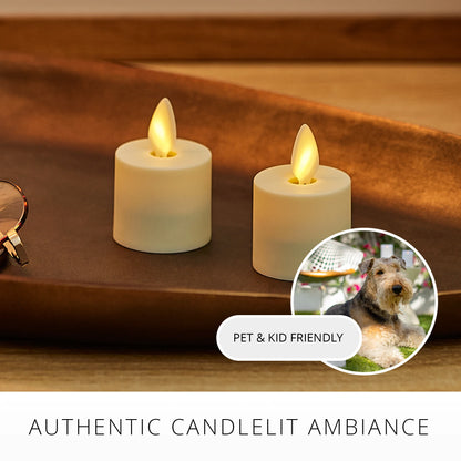 Set of 2 Pearl Ivory Flameless Candle Tealights - Extended Battery Life