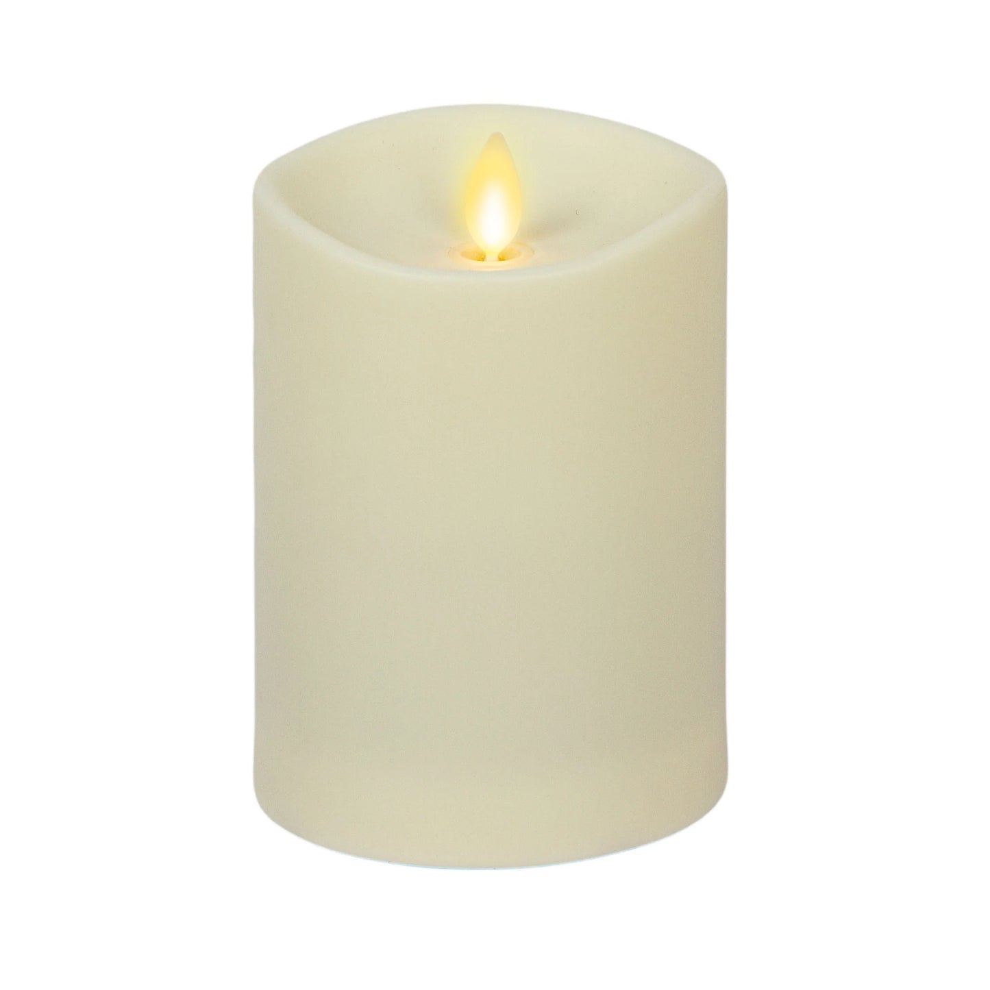 Outdoor Flameless Ivory Pearl Candle Pillar - Melted Top - 3.75" Width