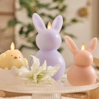Gentle Lavender Flameless Candle Easter Bunny Rabbit