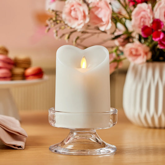 White Flameless Candle Heart Pillar