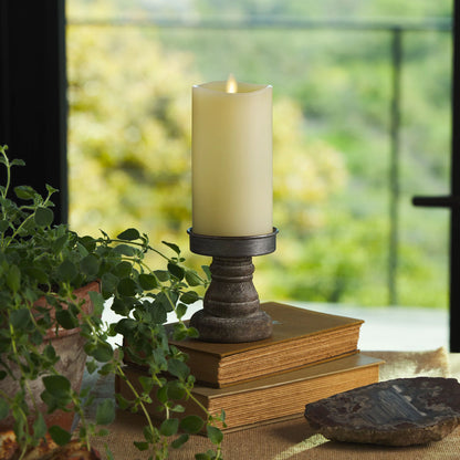 Ivory Flameless Candle Pillar - Melted Top - 3" Width