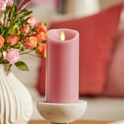 Blooming Mauve Scallop Flameless Candle Pillar