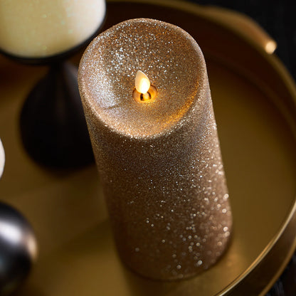 Champagne Glow Glitter Flameless Candle Pillars