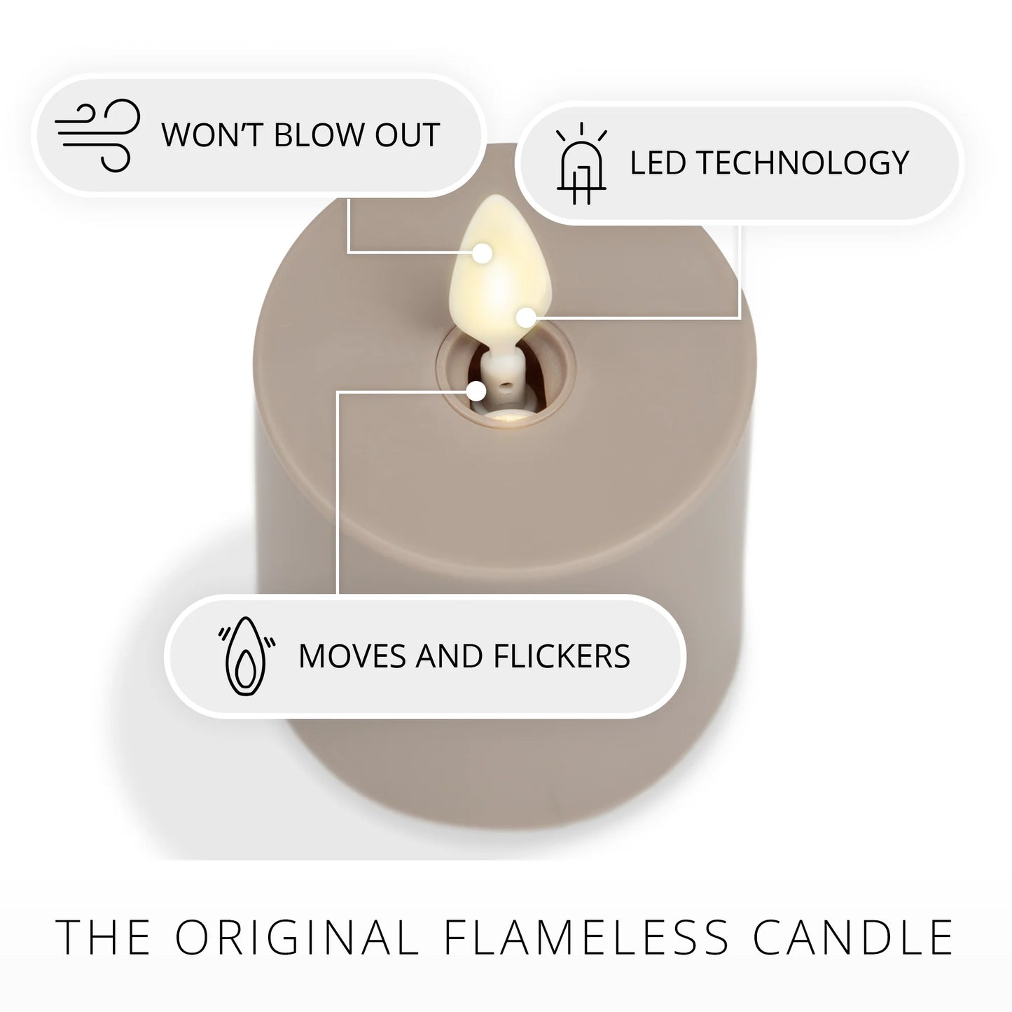 Timeless Taupe Outdoor Flameless Candle Votive