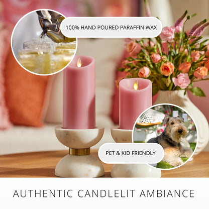 Blooming Mauve Scallop Flameless Candle Pillar