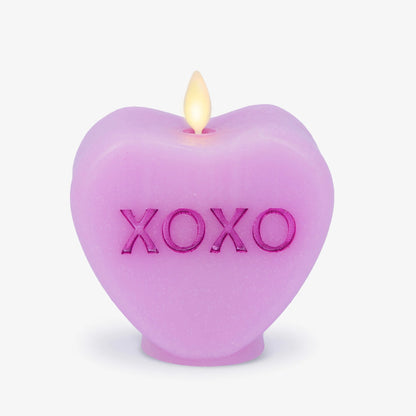 Pastel Orchid Flameless Candle Candy Heart "XOXO"