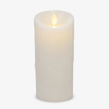 White Wax Drip Flameless Candle Pillar