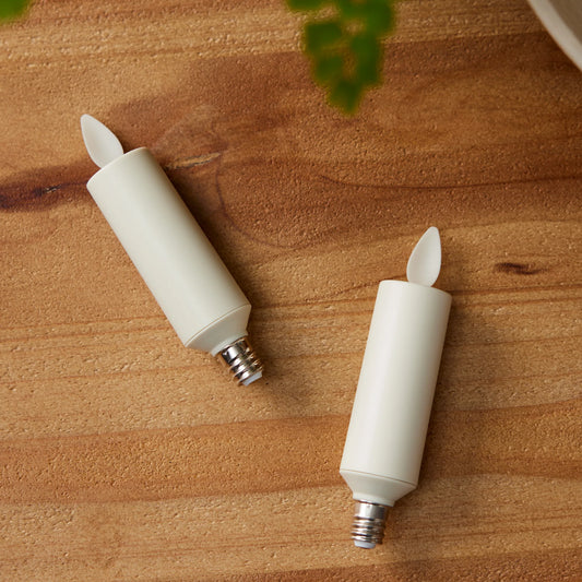 Set of 2 Pearl Ivory Flameless Candle E12 Taper Bulbs