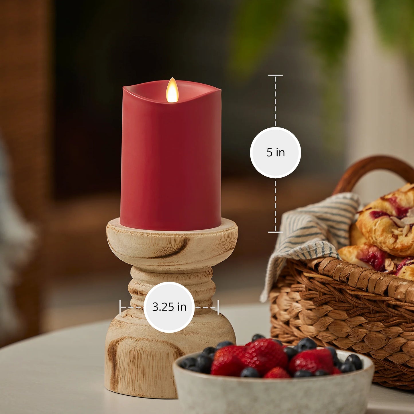 Cherry Red Outdoor Flameless Candle Pillar