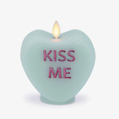 Fresh Mint Flameless Candle Candy Heart "KISS ME"