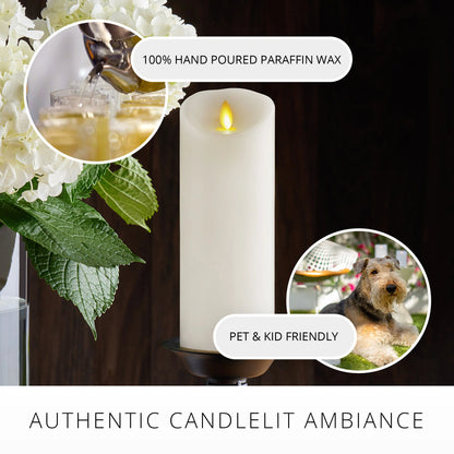 White Flameless Candle Pillar - Scallop Top - 3" Width