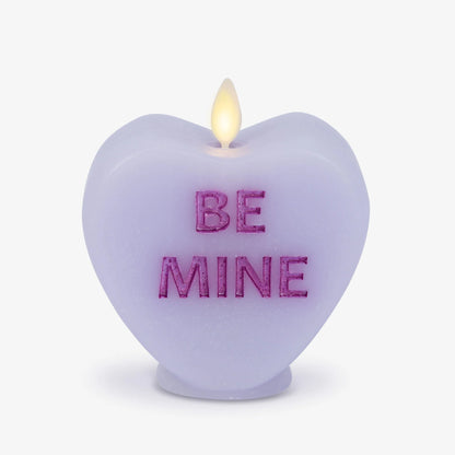 Gentle Lavender Flameless Candle Candy Heart "BE MINE"