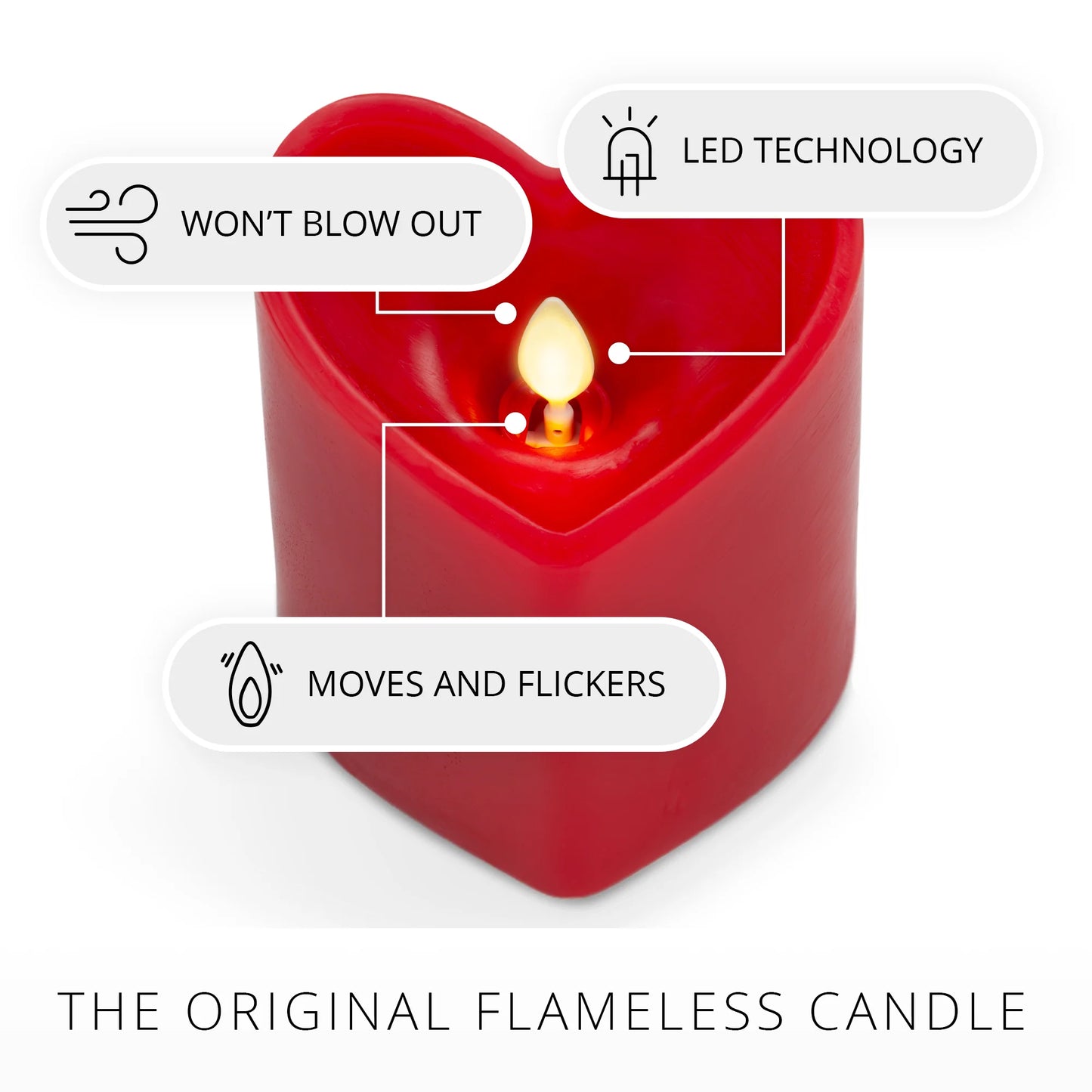 True Red Flameless Candle Heart Pillar