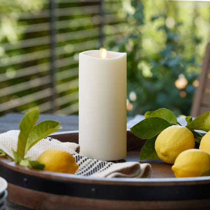Pearl Ivory Outdoor Flameless Candle Pillar - Melted Top - 3.25" Width