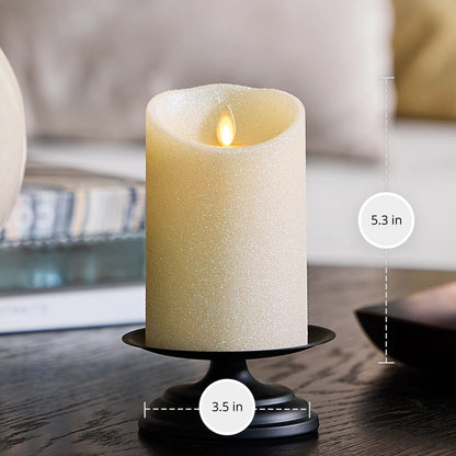 Radiant Ivory Glitter Flameless Candle Pillars