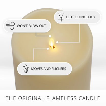 Ivory Flameless Candle Grand Pillar - Melted Top - 6.25" Width