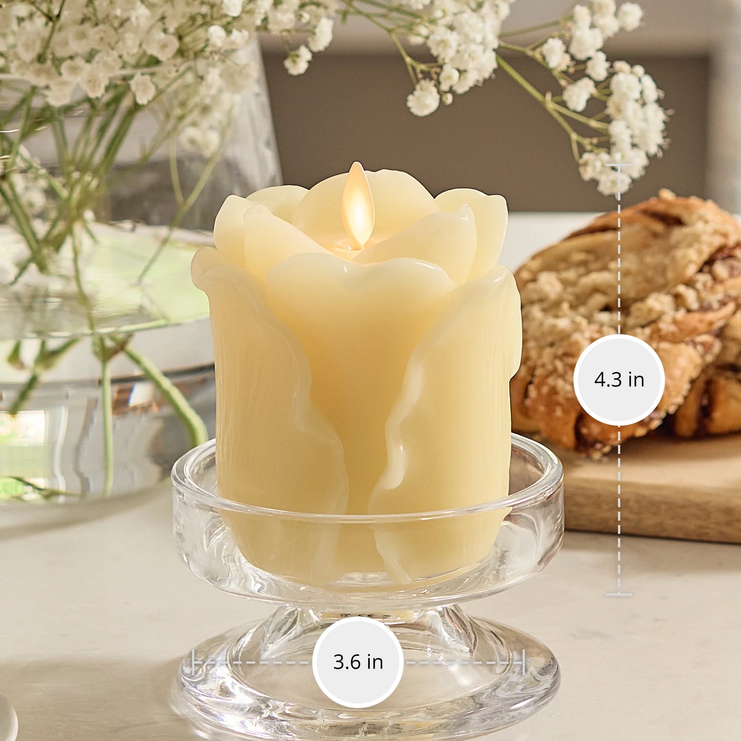 Lemon Chiffon Flameless Candle Rose Bud