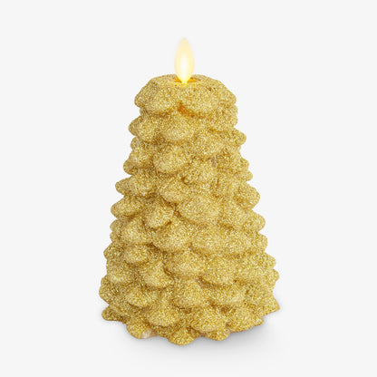 Rich Gold Glitter Flameless Candle North Tree