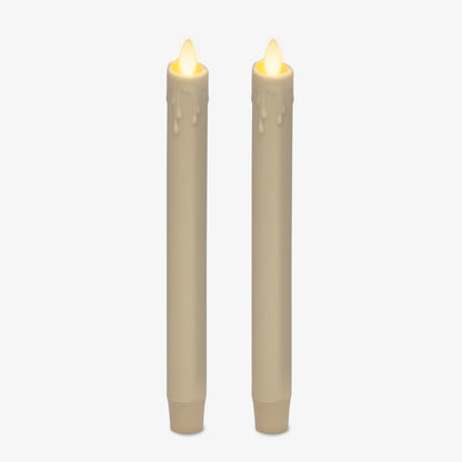 Ivory Wax Drip Flameless Candle Tapers - Scallop Top - Set of 2