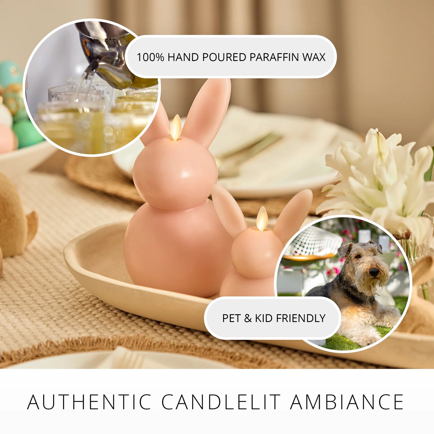 Dusky Rose Flameless Candle Bunny