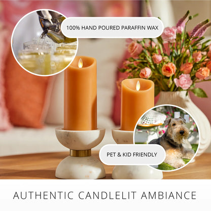 Sunlit Honey Scallop Flameless Candle Pillar