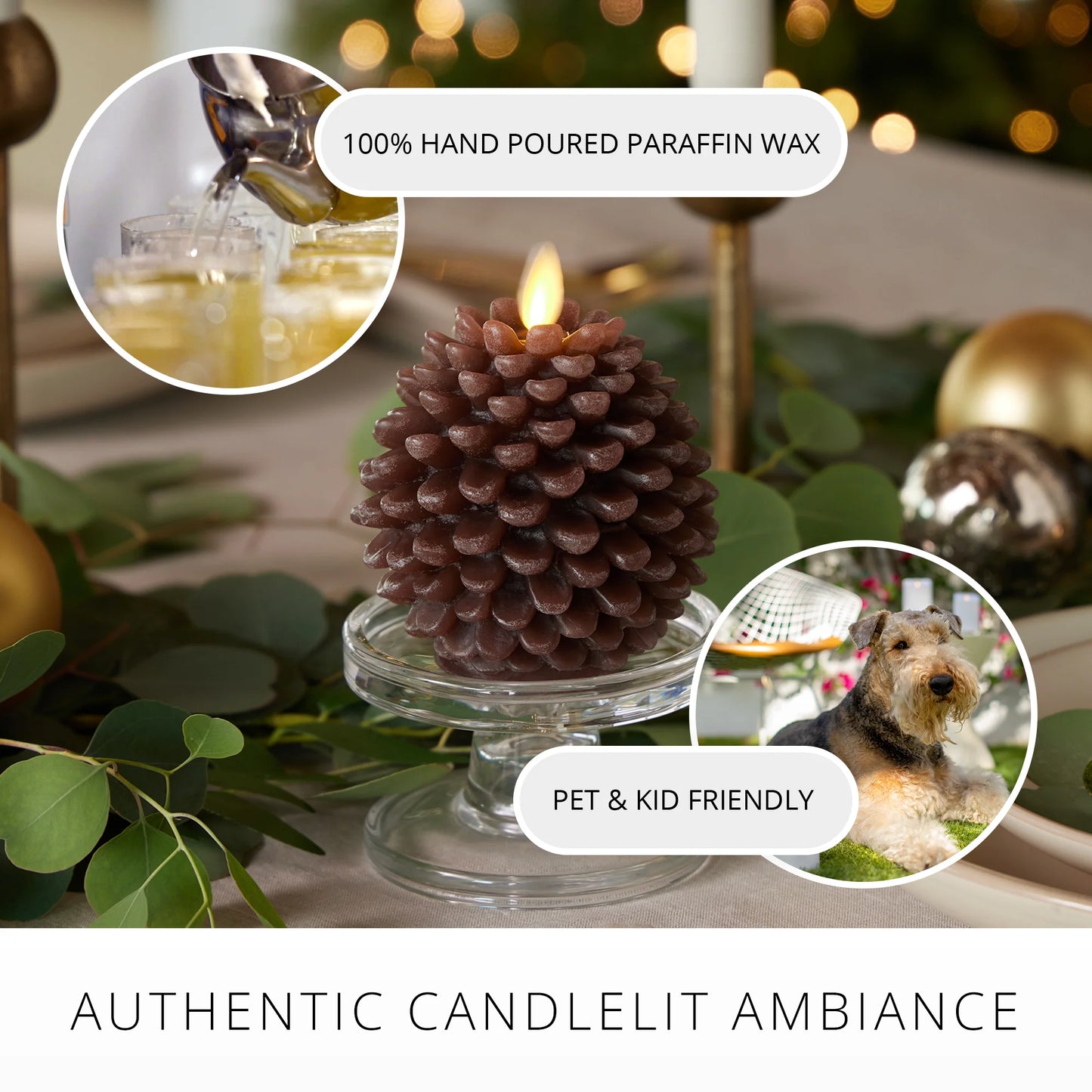 Brown Flameless Candle Pinecone