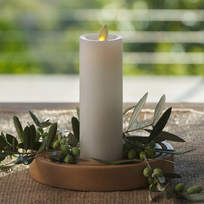 White Flameless Candle Slim Pillar - Recessed Top