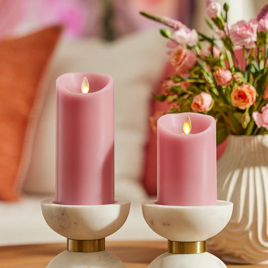 Blooming Mauve Scallop Flameless Candle Pillar