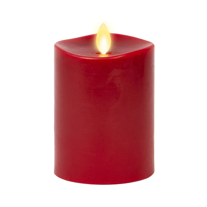 Burgundy Flameless Candle Pillar - Melted Top - 3" Width