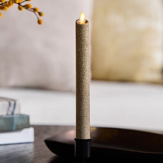 Champagne Glow Glitter Flameless Candle Taper