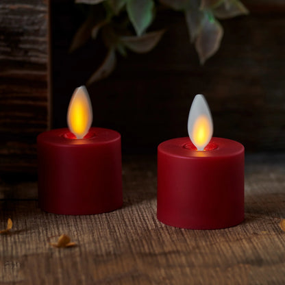 Burgundy Flameless Candle Tealights - Flat Top - Set of 2