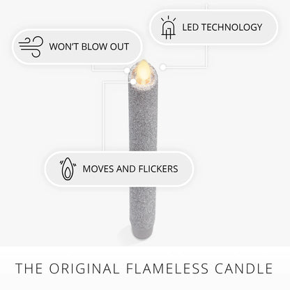 Brilliant Silver Glitter Flameless Candle Taper