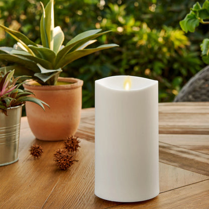 Outdoor Flameless Ivory Pearl Candle Pillar - Melted Top - 3.75" Width
