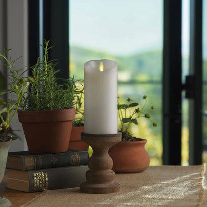 White Flameless Candle Pillar - Scallop Top - 3" Width