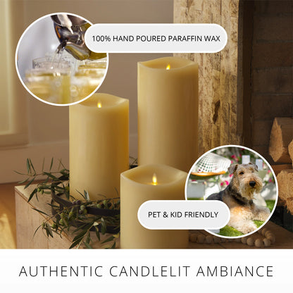 Ivory Flameless Candle Grand Pillar - Melted Top - 6.25" Width