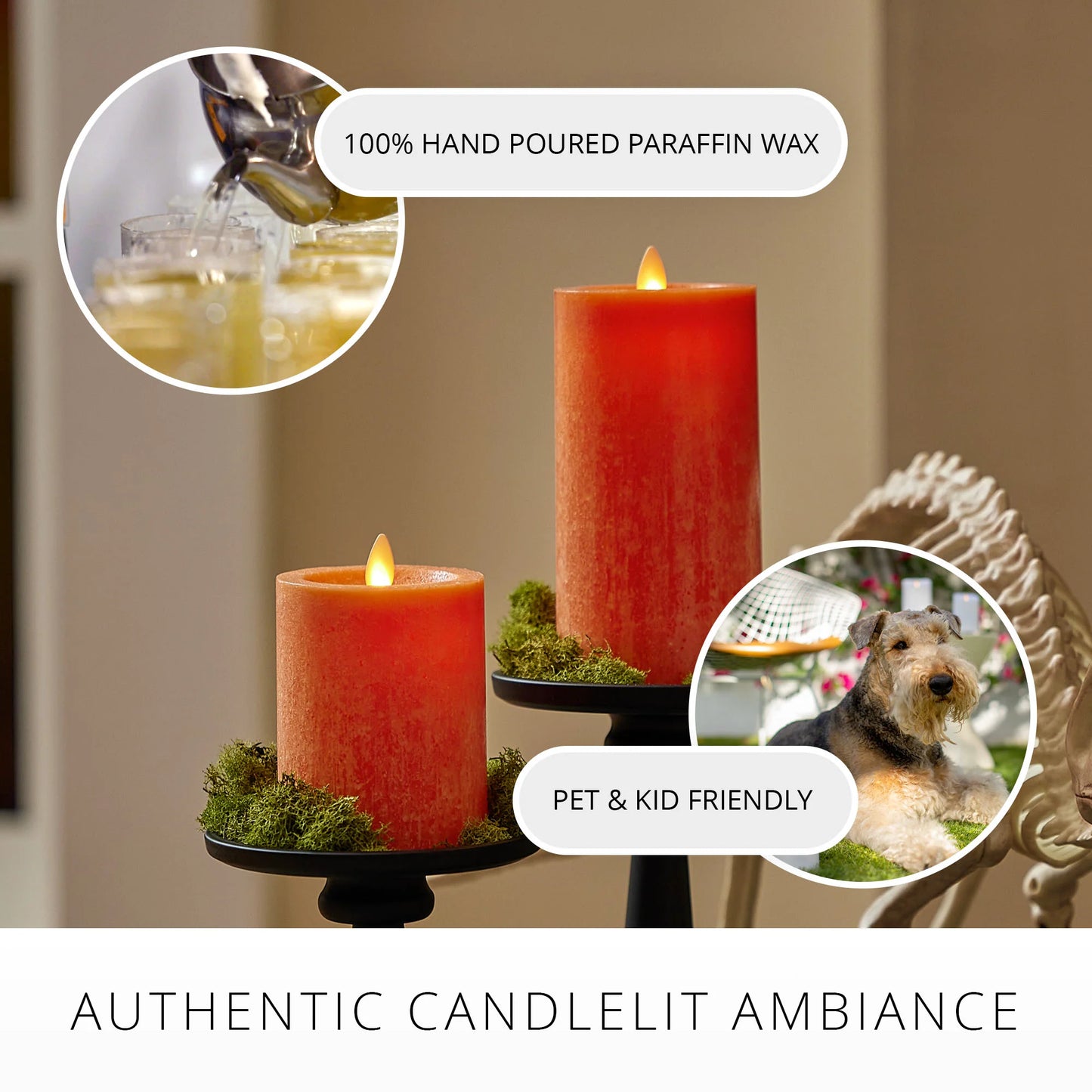 Harvest Pumpkin Seaglass Flameless Candle Pillar