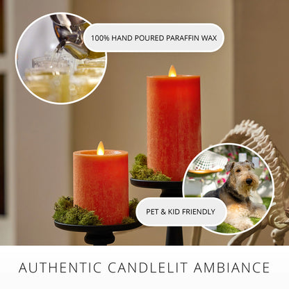 Harvest Pumpkin Seaglass Flameless Candle Pillar