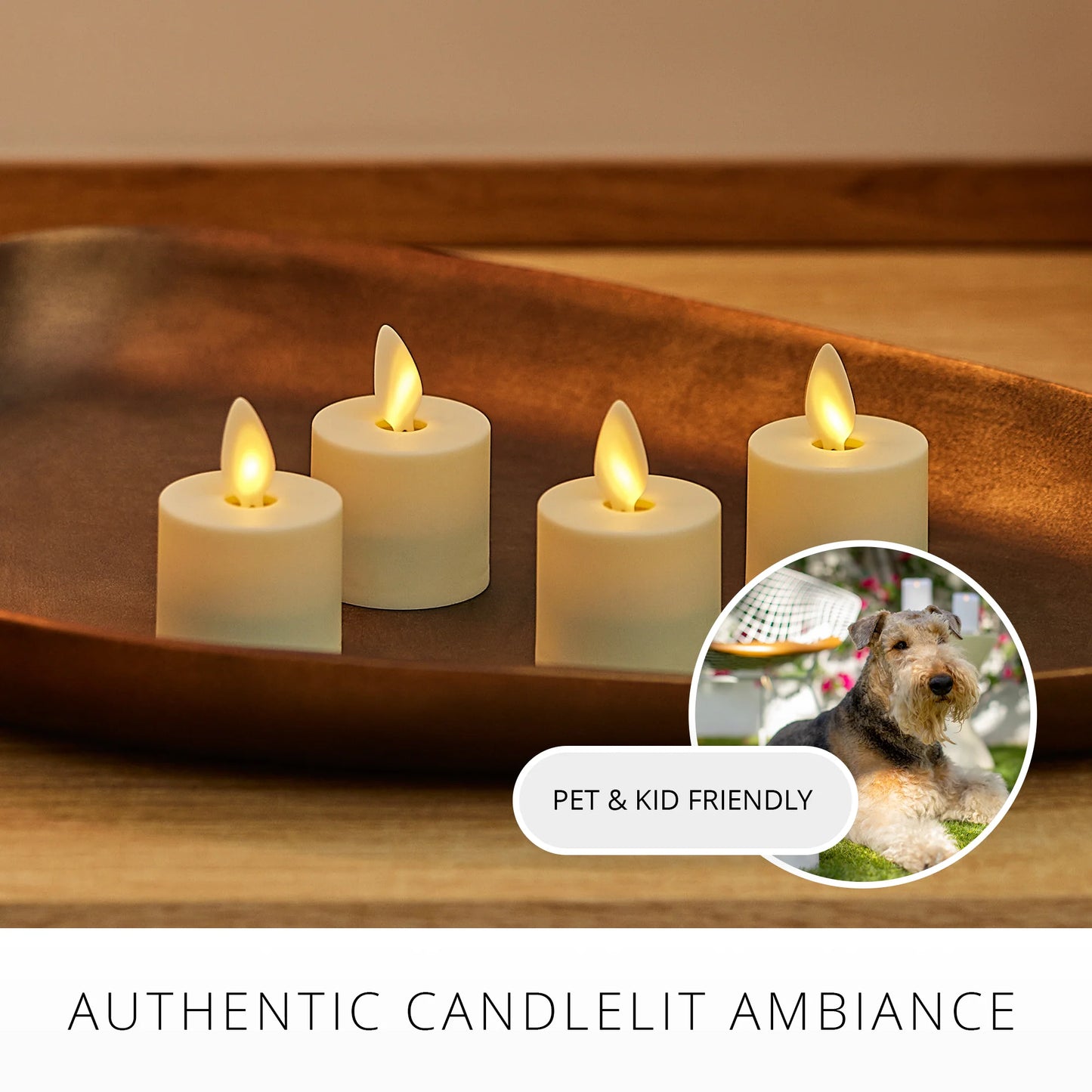 Set of 4 Pearl Ivory Flameless Candle Tealights - Extended Battery Life