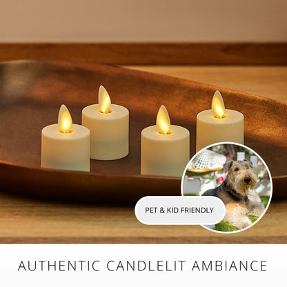 Set of 4 Pearl Ivory Flameless Candle Tealights - Extended Battery Life