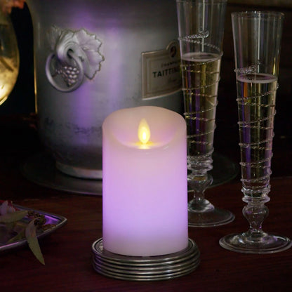 Flameless Color Changing Candle Pillar with Remote - Scallop Top - 3" Width