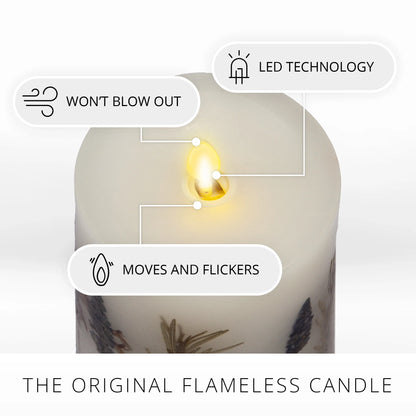 Flameless Embedded Lavender & Rosemary Candle Pillar - Recessed Top